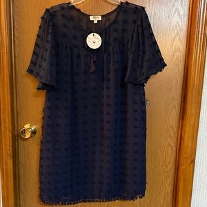 NWT Navy Pom-Pom Textured Midi Dress